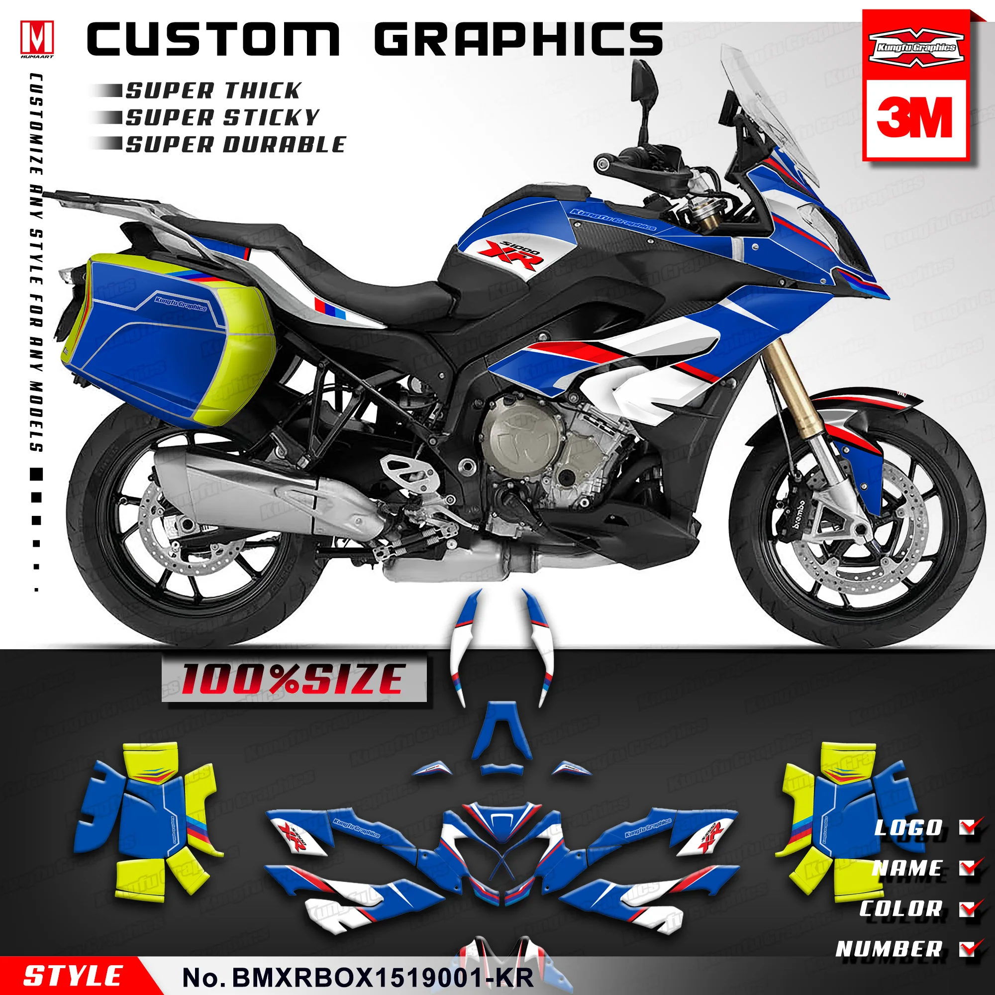 

KUNGFU GRAPHICS Restyle Stickers Vinyl Decal for BMW S1000XR S 1000 XR 2015 2016 2017 2018 2019, BMXRBOX1519001-KR