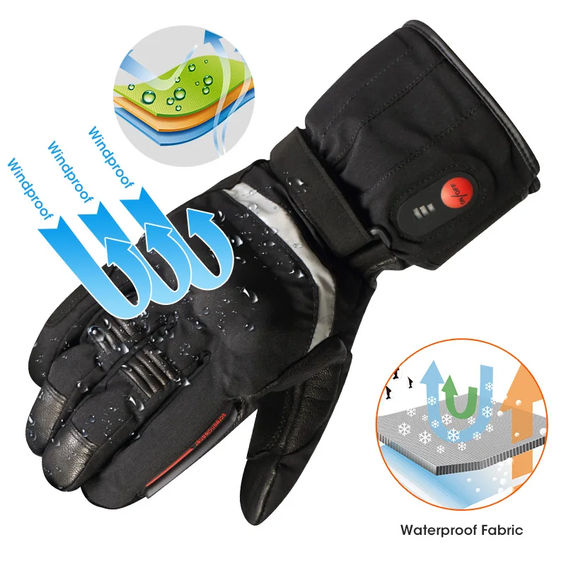 Winter Electric Motorcycle Heated Gloves Ski Mittens Womens Cycling Waterproof For Sports Warm Men Touch Screen Battery Gloves