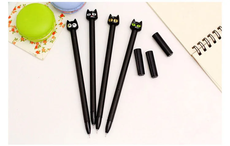 Carino piccolo gatto nero penna Gel creativo cartone animato primario gatto nero penna cancelleria materiale scolastico Kawaii