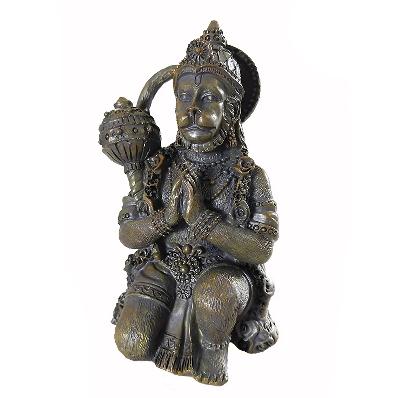 Steinfarbene Hanuman-Statue, Große Hinduistische Affengott-Buddha-Figur aus Kunstharz, Zen-Garten-Dekoration, Glücksbringer-Geschenk – Detail 9