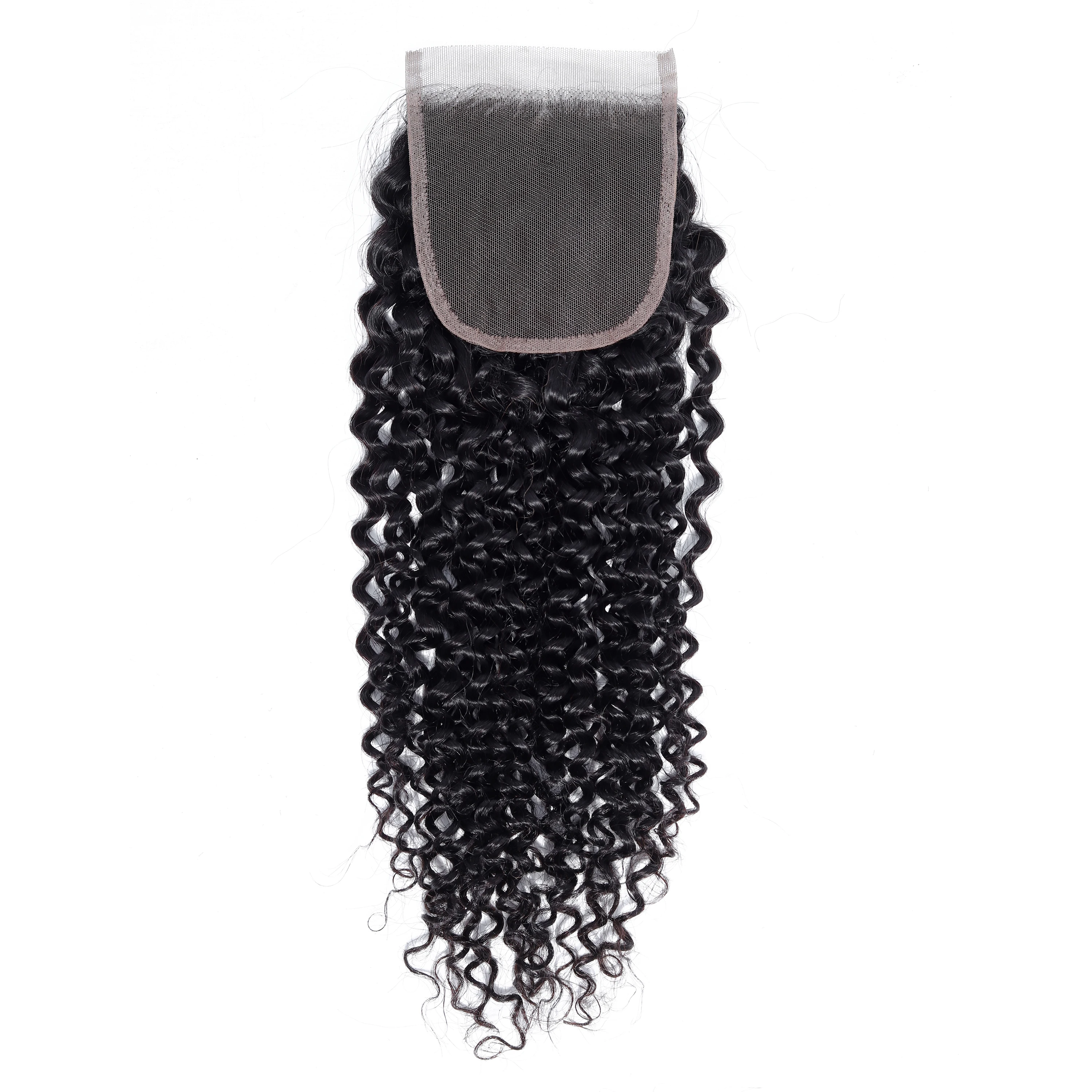 Aircabin 4x4 Kinky Curly Lace Closure Natural Color Real Hair Swiss Transparent Lace Remy Human Hair Curly Lace Closure Only