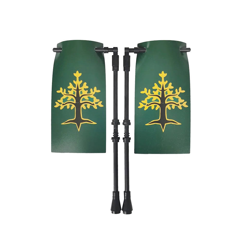 Große Flaggen für Gondor Elfen Rohan Mordo Durin Isengard Spartan Rom Flagman Warlords Infanterie Quadratische Bausteinfigur