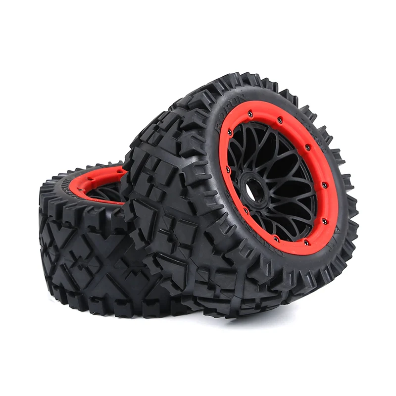 ROFUN Rc Car All-terrain Reticulated Wheel Hub Rear tire Assembly Fit for 1/5 HPI ROVAN KINGMOTOR BAJA 5B Ss Truck Parts