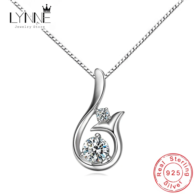 New Fashion Elegant Mermaid Zircon Pendant Necklace 925 Sterling Silver Rhinestone Phoenix CZ Drop Necklaces Women Jewelry Gift