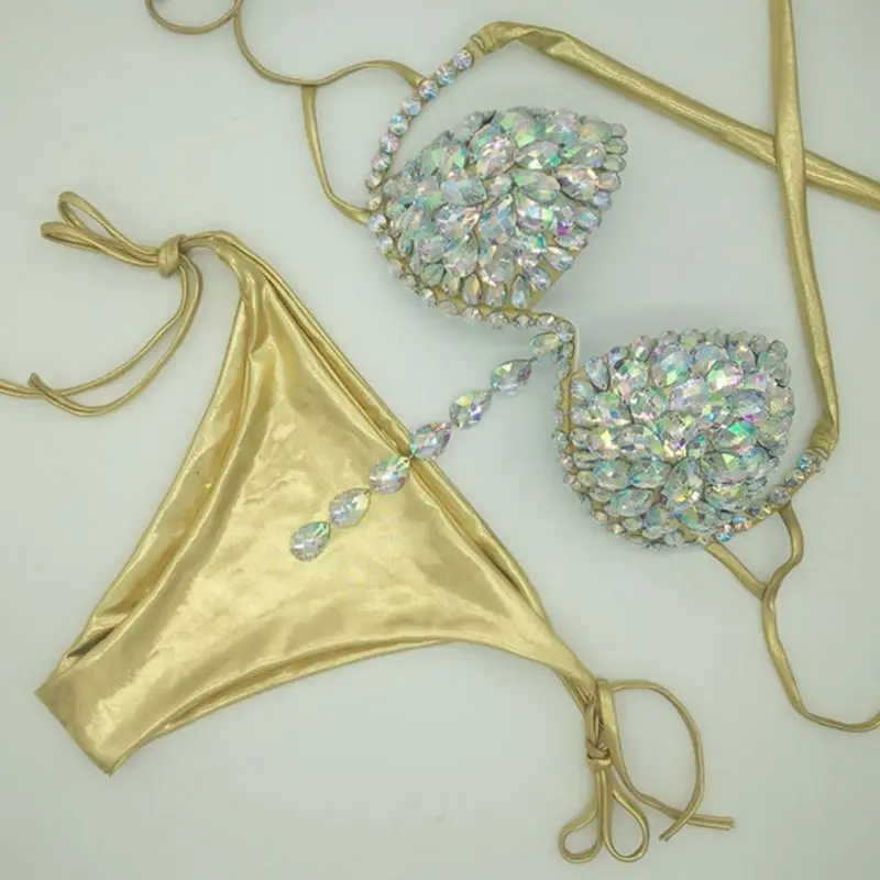 Venus vacation-Conjunto de bikini con borlas de diamante para mujer, traje de baño sexy con diamantes de imitación, bañador con piedras brillantes, ropa de playa 2020