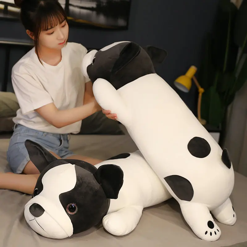 80-120cm Lying Bulldog Plush Toys Stuffed Cute Dog Puppy Animal Doll Soft Long Sleep Pillow Cushion BirthdayGift