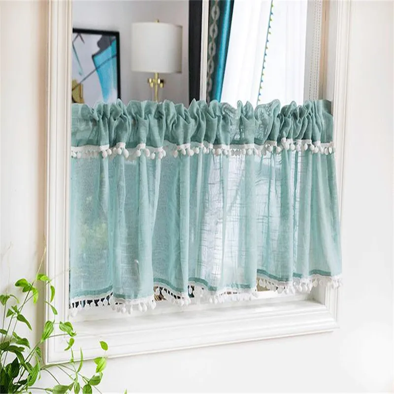 Free Shipping Quality Tube Lovely  Pendant Green Curtain Lace Coffee Kitchen Short Small Shades Blinds Home Window Valance Decor