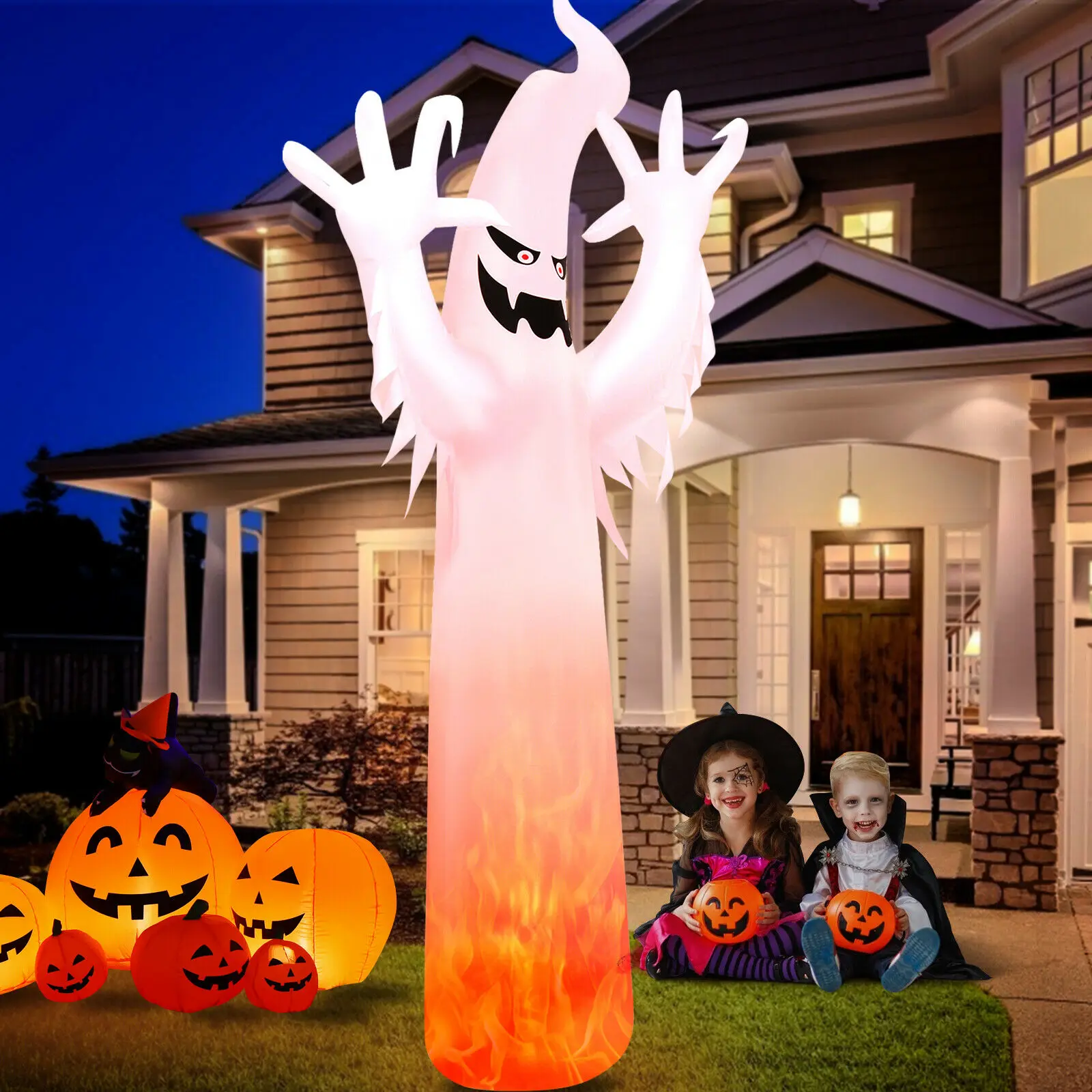 

Costway 12 Ft Halloween Inflatable Ghost Yard Decoration w/ Built-in LED Lights