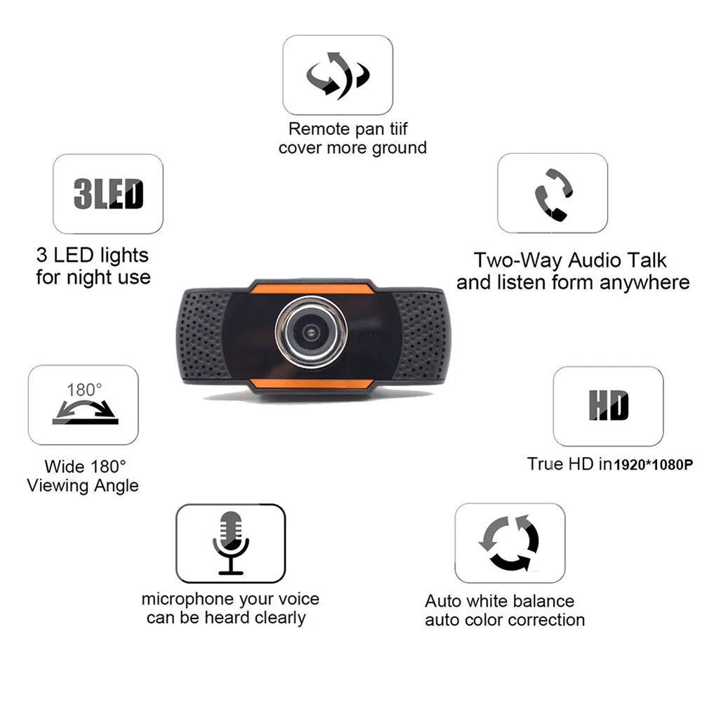 Webcam HD 1080P, 200 millions de pixels, caméra de Streaming en direct avec Microphone, pour Android TV, ordinateur portable, ordinateur de bureau, PC