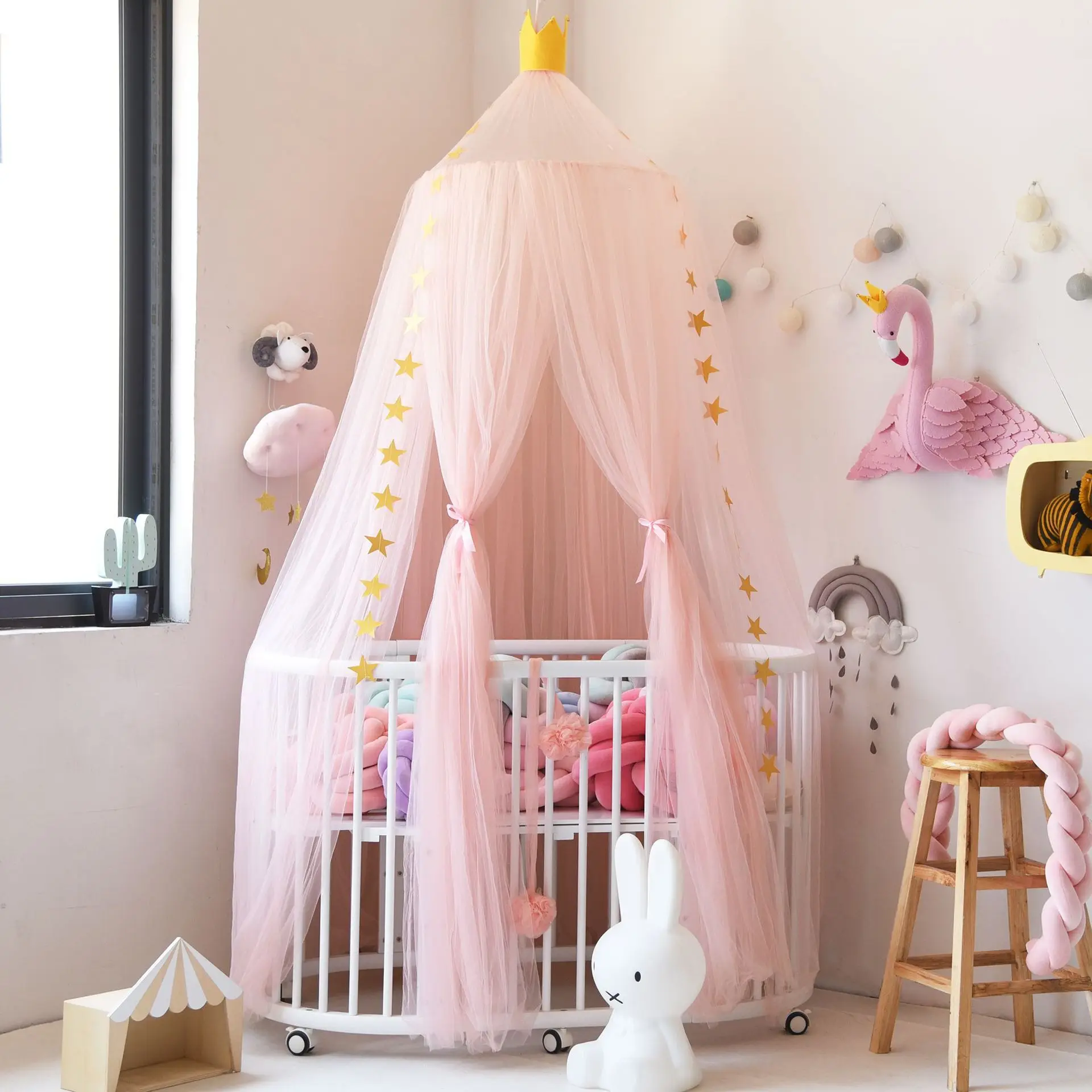 Princess Children's Tent Baby Bed Hanging Mosquito Net Dome Bed Canopy Bedcover Curtain Round Crib Netting Tent Kid Room Decor