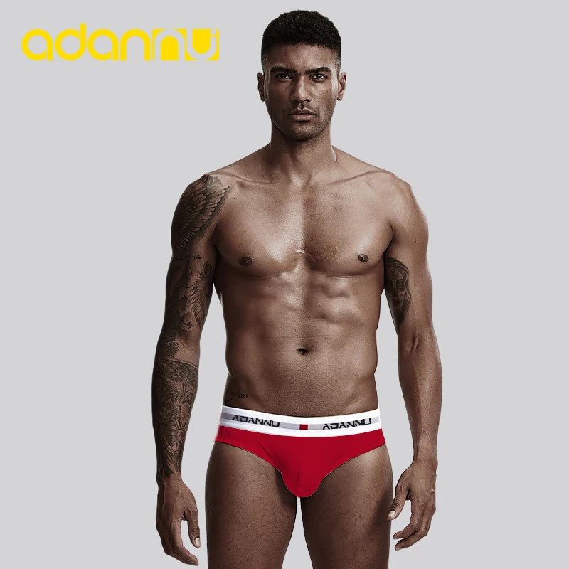 5PCS ADANNU Men Underwear Sexy Briefs Cotton Underpants U Convex Male Panties Cueca Tanga Breathable Men Briefs Bikini (5)AD44