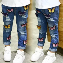 Fashion Fantasy Butterfly Girls Jeans Elastic Waist Kids Pants Casual Comfortable Slim-Fit Girls Pants 1-7 Year Old Kids Clothes