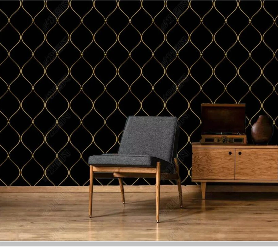 

Papel de parede Modern abstract line geometric golden 3D wallpaper mural,living room tv wall bedroom home decor bar KTV mural