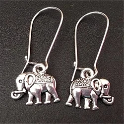 Antique Silver Color Indian Elephant Earrings for Women, Cartoon Tiny Elephant Jewelry