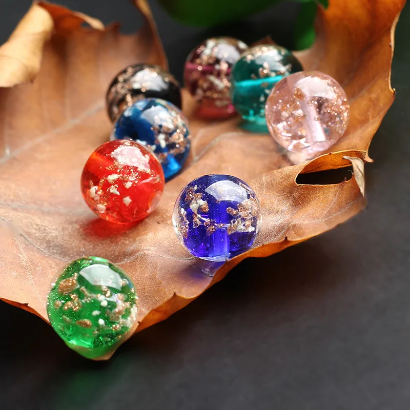 Cuentas redondas luminosas de vidrio para fabricación de joyas, abalorios sueltos de 6mm, 8mm, 10mm y 12mm, hechos a mano, manualidades DIY, 10