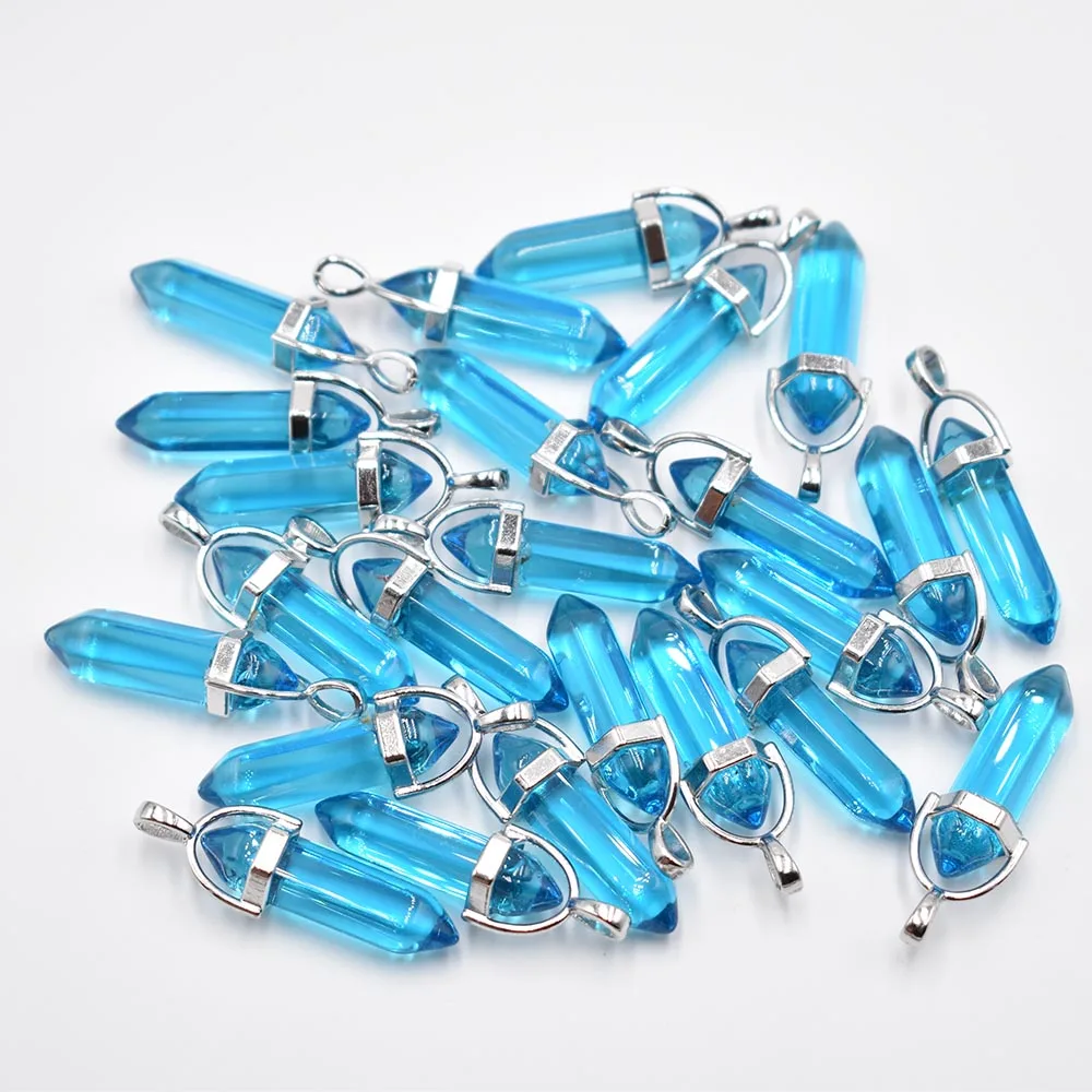 Modische Glas-Mischkristall-Säulenanhänger & Halsketten zur Schmuckherstellung, Charm-Pendel-Accessoire, 24 Stück/Los, Großhandel, versandkostenfrei. – Detail 5