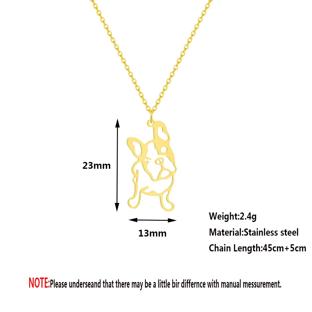Cxwind Stainless Steel Frenchie Necklaces For Women Man Cute French Bulldog Dog Pendant Necklace Engagement Chain Jewelry