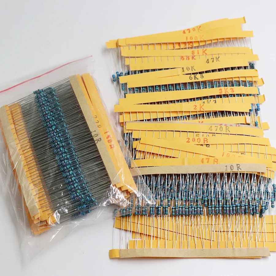 NEW 600 Pcs 30 Kinds Each Value Metal Film Resistor pack 1/4W 1% resistor assorted Kit Set 14-21