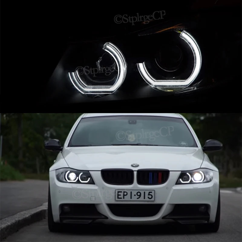 

LED Angel Eyes Ring Halo DRL Acrylic DTM Style For BMW 3 Series E90 E91 2005 2006 - 2008 Xenon headlights Headlight Accessories