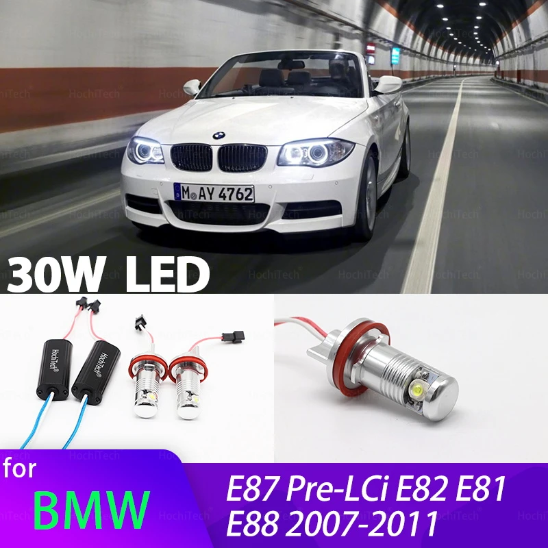 for 1 series E87 Pre-LCi E82 E81 E88 2007-2011 High Quality H8 LED Marker Bulbs Angel Eye Light 30W White Bulb