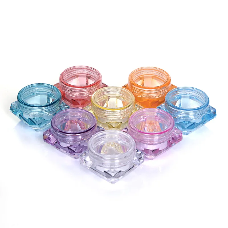 100pcs 3g 5g Diamond Shape Cosmetic Container Makeup Cream Nail Art Lip Balm Refillable Bottle Portable Plastic Jar Vials