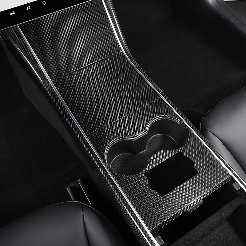3PCS New Carbon Fiber Car Center Console Panel Protective Patch Cover Sticker For Tesla Model 3 2017-2020 Styling Accessories