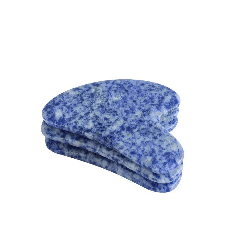 Jade Gua Sha – outil de Massage pour le visage, Sodalite naturelle, grattoir, acupuncture, Point pour les pieds, soins de la tête, thérapie à la pierre
