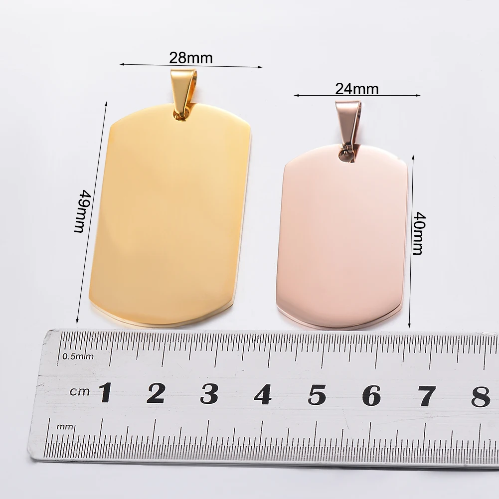 10pcs Wholesale Stainless Steel Military Army Style ID Blank Dog Tags Pendant Rectangle Necklace Jewelry Accessories (7 Color)