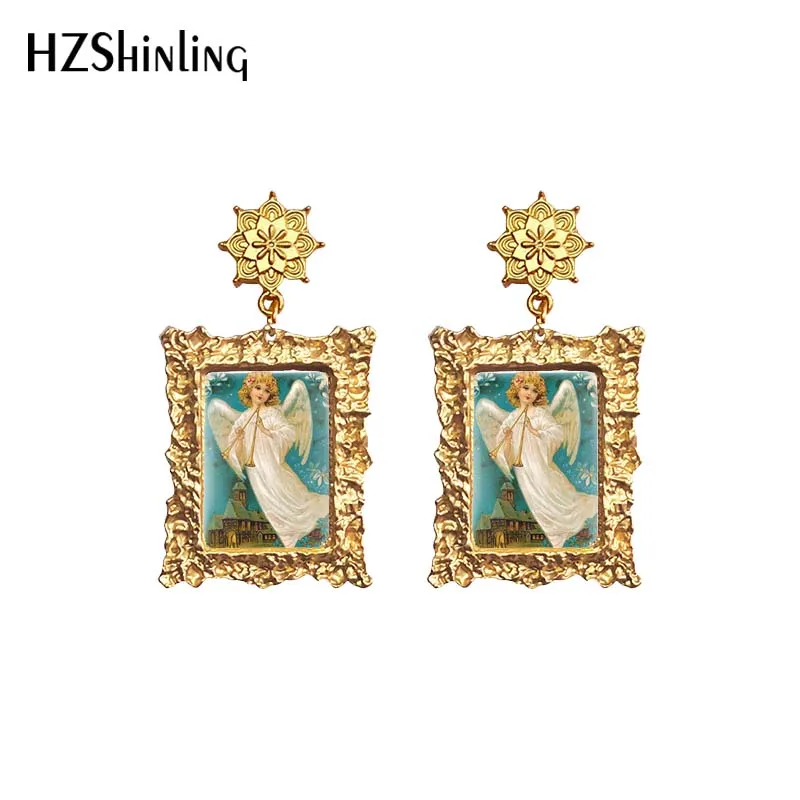 2020 New Fashion Antique eardrop Earrings Mythical Love Angel Paintings Glass Cabochon Vintage Dangle Earrings Jewelry