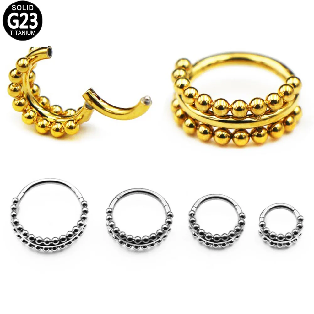 耳珠ピアス,ピアス,鼻,ヒンジ付きリング,ヒンジ付きセグメント,3列g23,8〜12mm,1個