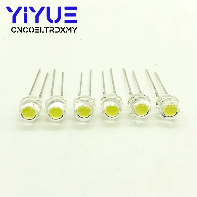 100 sztuk/partia 5MM F5 białe 1600-2000MCD diody LED typu straw hat, super jasne 6-7LM, duże chipy, diody elektroluminescencyjne LED do majsterkowania