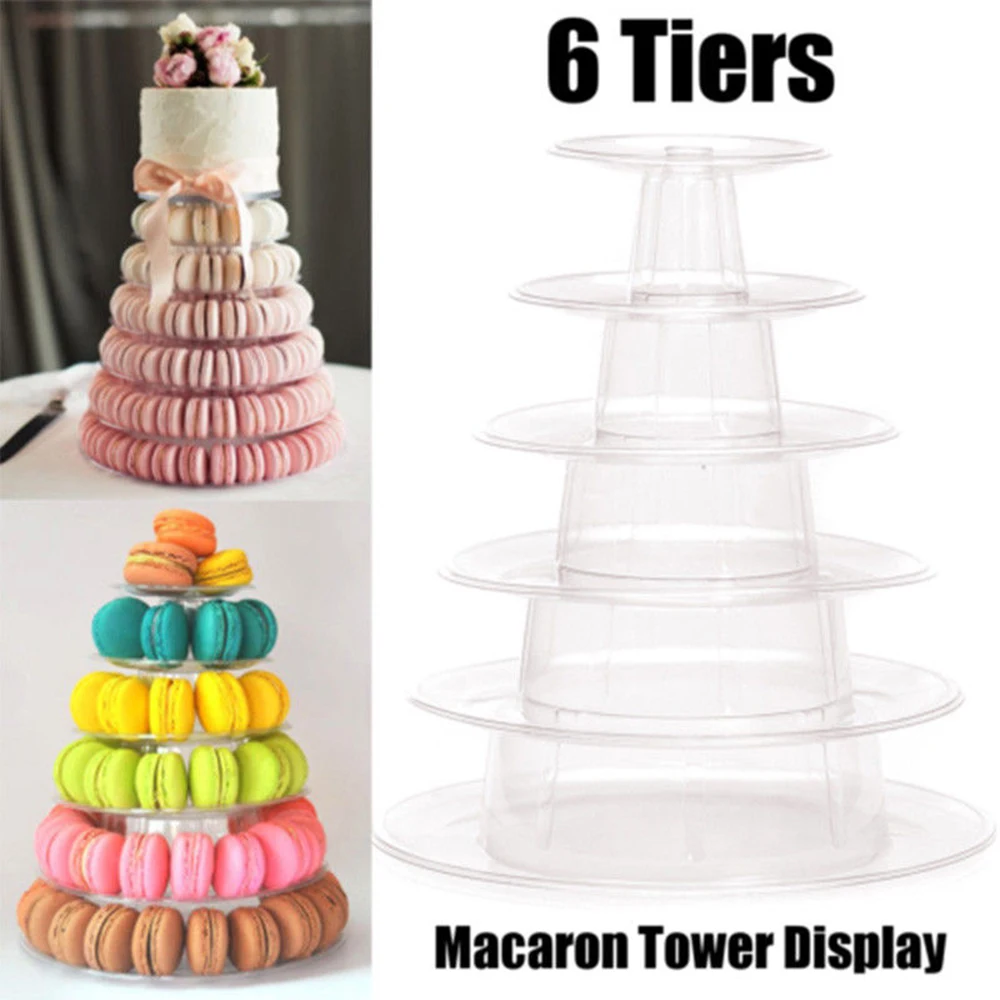 6 Tier Macaroon Pyramid Macaron Tower Display Stand For Macaron Cupcake Fondant Cake Stands Wedding Cake Decoration Kitchen Tool