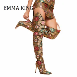 Women Embroidered Boots Sexy Pointed Toe High Heels Knight Boots Fashion Winter Women Over The Knee Boots Size 43 Womens Shoes