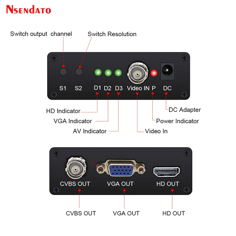 720/1080P 5MP 2MP TVI CVI AHD signal to HD/VGA/CVBS signal Converter Adapter For CCTV Camera Video Convert with HDCP NTSC PAL