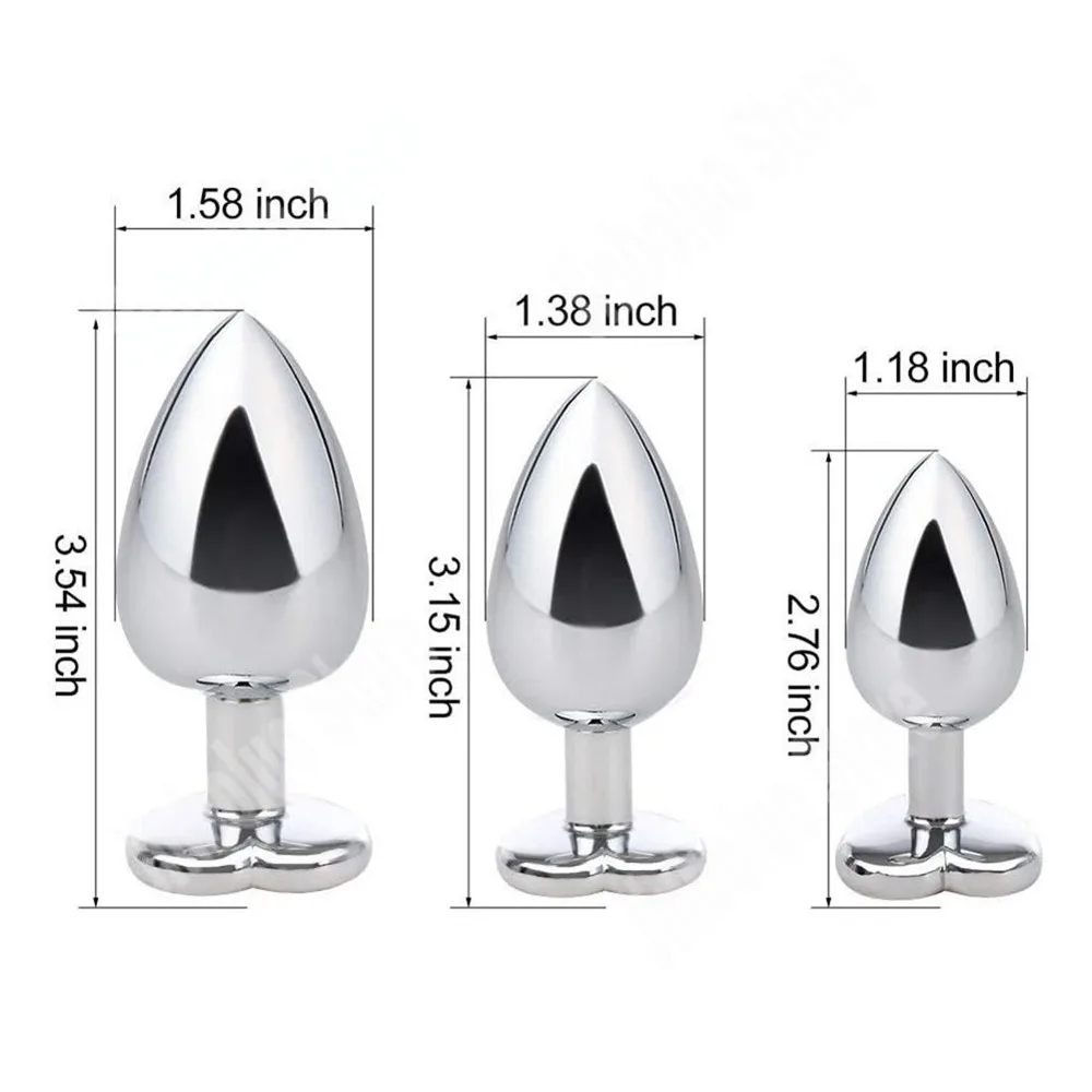 3Pcs/Set Metal Anal Plug Anal Dilator Bead Prostate Anal Massager Sex Toy For Women Anus Trainer Butt Plug With Jewelry Crystal