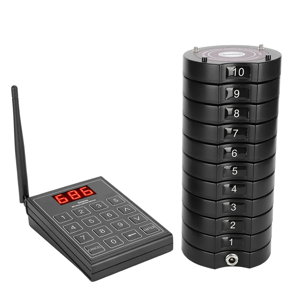 Restaurant Search Engine Wireless Phone system Queue Doorbell with 10/20/30 coasters and a Keyboard Restaurant Doorbell 100-240V