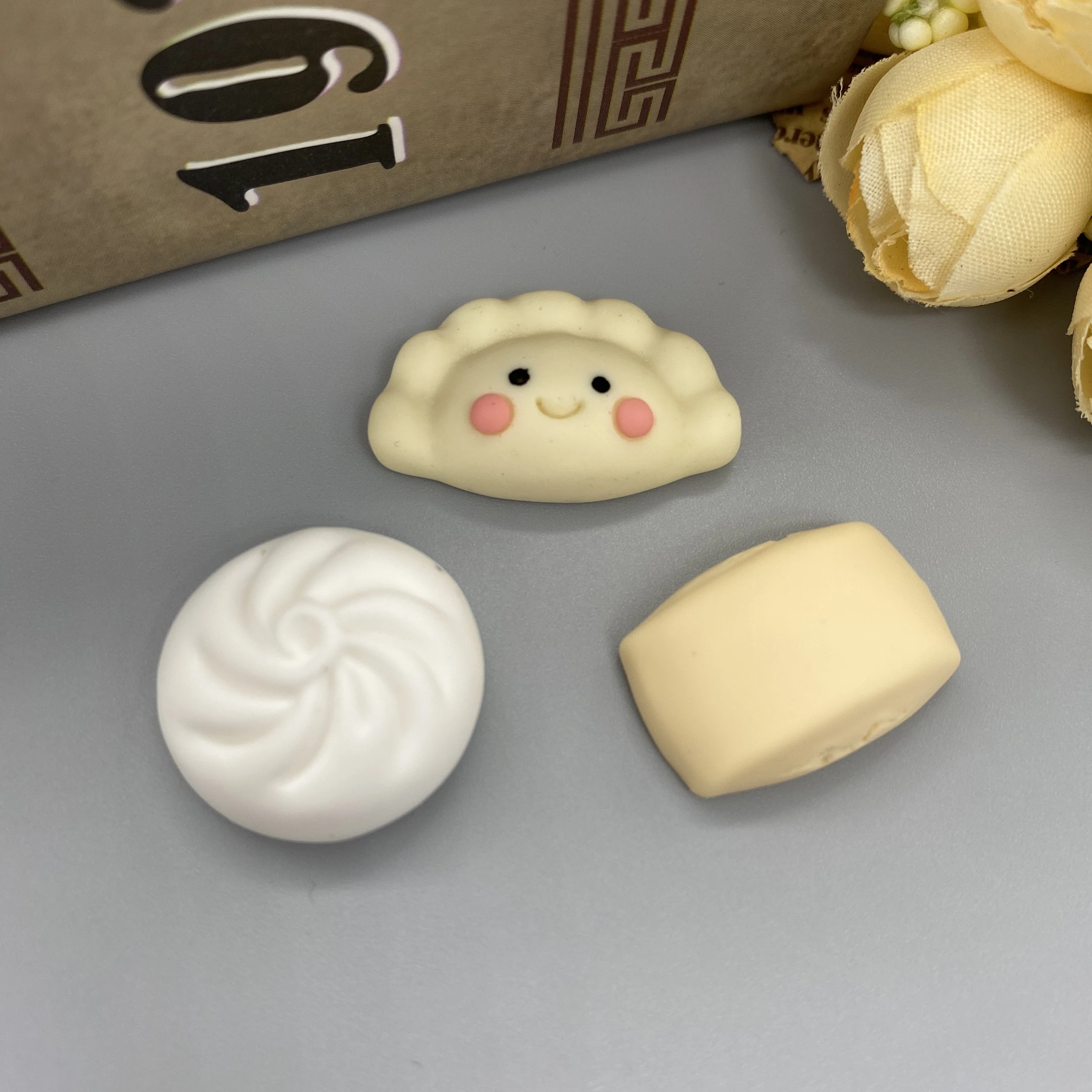 10pcs Kawaii Food Cupcake Steamed Bun Dumplings Resin Cabochon for Hair Accessories Phone Case Decoration