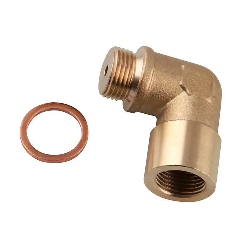 

90 Degree Brass M18x1.5 O2 Lambda Oxygen Sensor Extender Spacer Adapter With Gasket