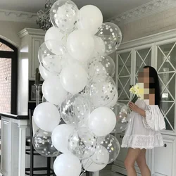 30pcs 12inch Silver Confetti Balloon Happy Birthday Wedding Party Decor Globos Pearl White Air Helium Balls Baby Shower Supplies