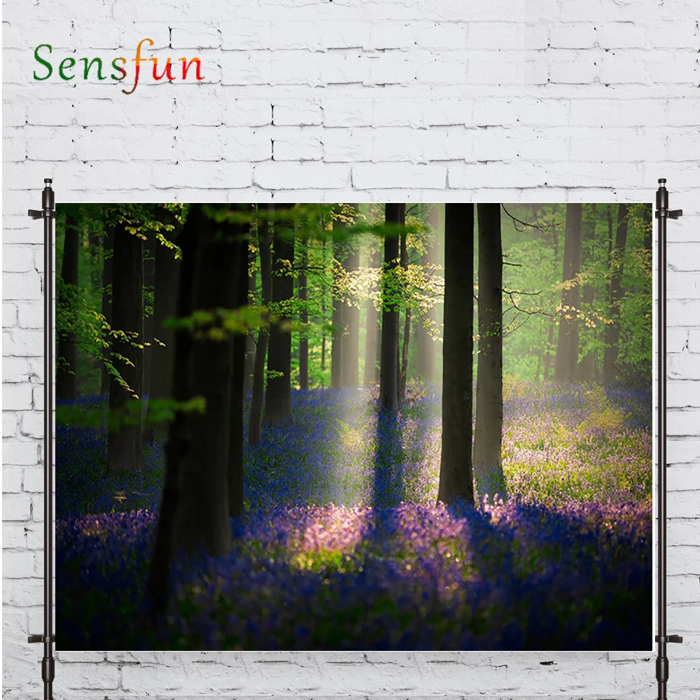 LEVOO Photographic Background Forest Sun Purple Morning Glory Nature Photocall Photobooth Studio Photography Backdrop