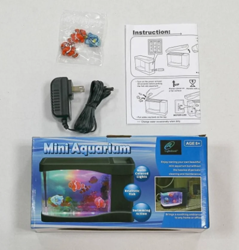 New Lightahead Artificial Mini Aquarium A Sensory Multi Colored LED Swimming Fish Tank With Bubbles Fish Box