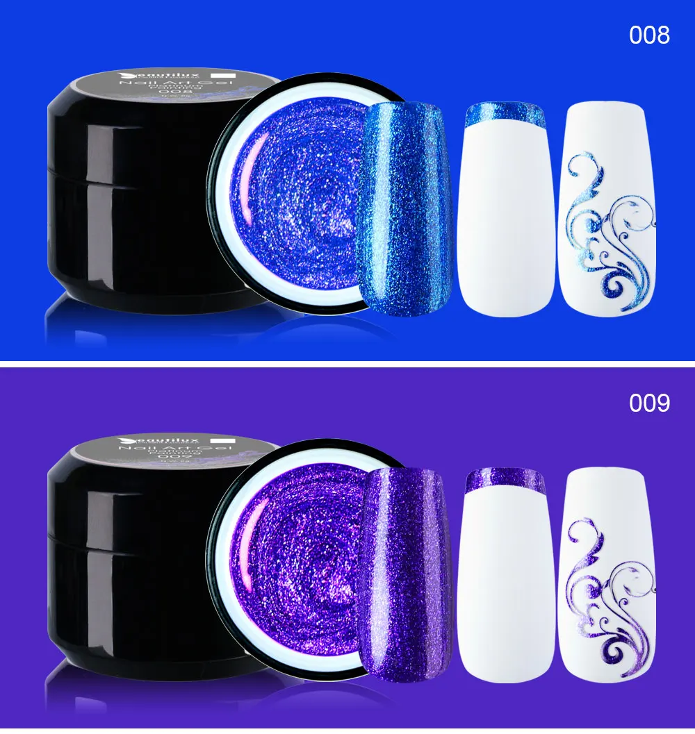 Beautilux-Gel de pintura de platino, alto brillo, multifuncional, diseño artístico de uñas, laca de Gel UV LED, barniz de Geles profesionales de salón, 6g