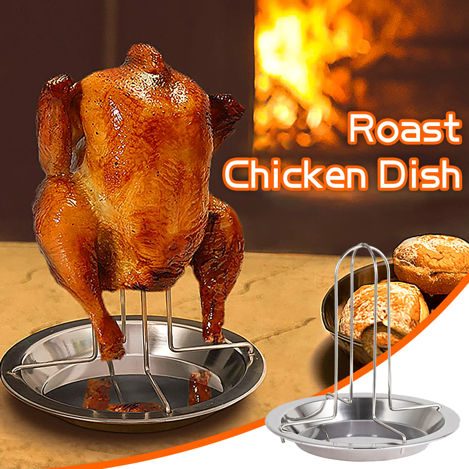 1PC Kitchen Outdoor BBQ Tools Chicken Duck Holder Rack Grill Stand Roasting for BBQ Rib Non Stick Carbon Steel Grilling Tools