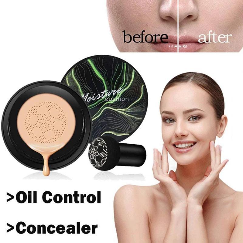 BB Air Cushion Foundation Mushroom Head CC Cream Concealer Whitening Makeup Cosmetics Waterproof Brighten Face Base Tone