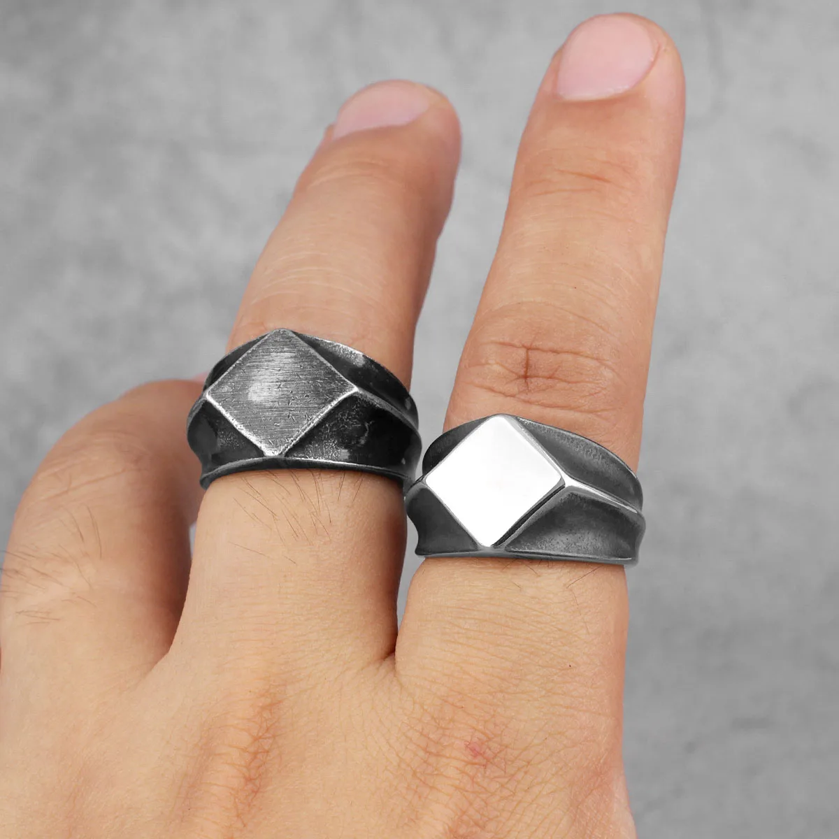 Retro Polygon Trend Simple Stainless Steel Mens Rings Punk Hip Hop for Male Boyfriend Biker Jewelry Creativity Gift Wholesale