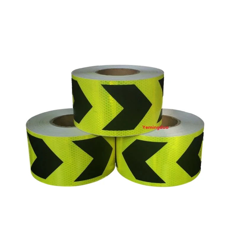 Yemingduo10cm* 25M Self-adhesive PVC Reflective Safety Warning Tape Road Traffic Construction Site Reflective Arrow Mark