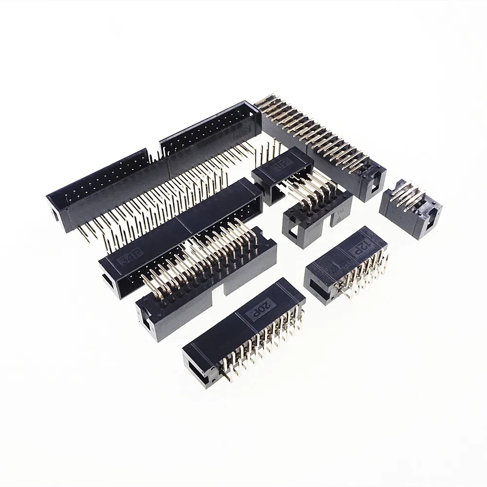10 Pcs Shrouded Box Header IDC Socket 2.54mm 2x4 Pin 8 Pin Right Angle Male Square 0.64mm 2 Rows 2.54 Through Hole DIP
