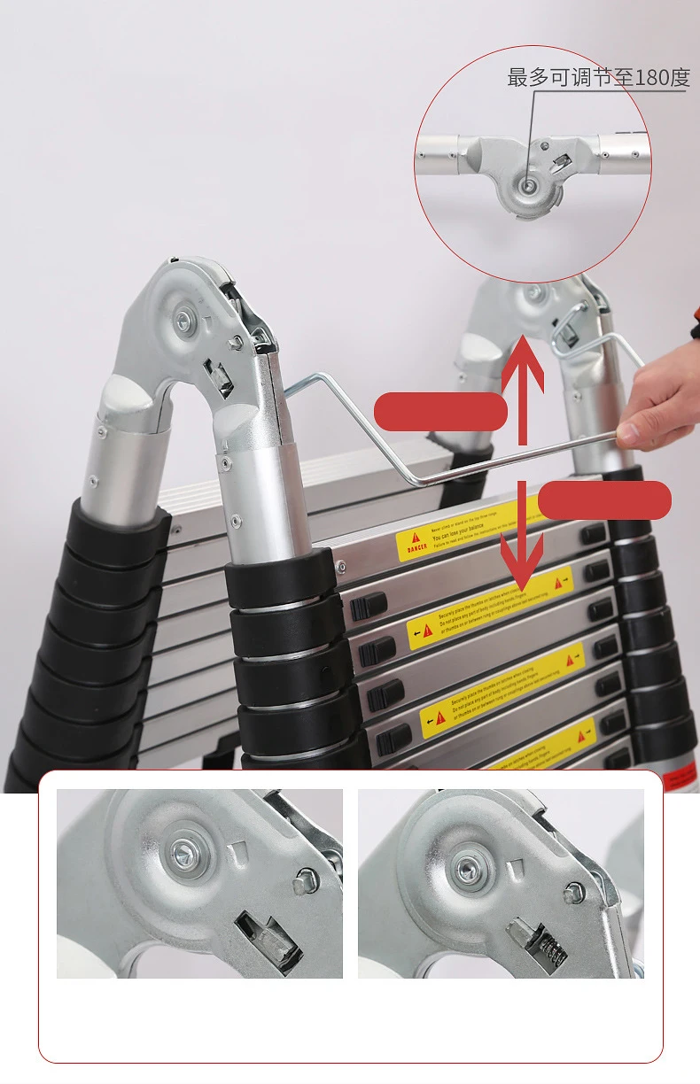 2.5M Ladder Intrekbare Vouwen Aluminium Visgraat Ladder Telescopische Extension Tall Multi Purpose Telescopische Ladder Stap