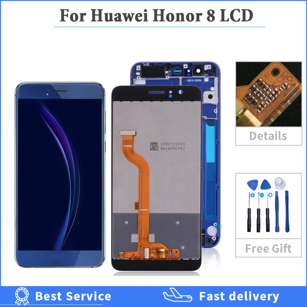 Display LCD per Huawei Honor 8 LCD FRD L09 L19 di Tocco Digitale Dello Schermo di frame Per Huawei Honor 8 Lite LCD PRA TL10 LA1 LX1 LX3 lcd
