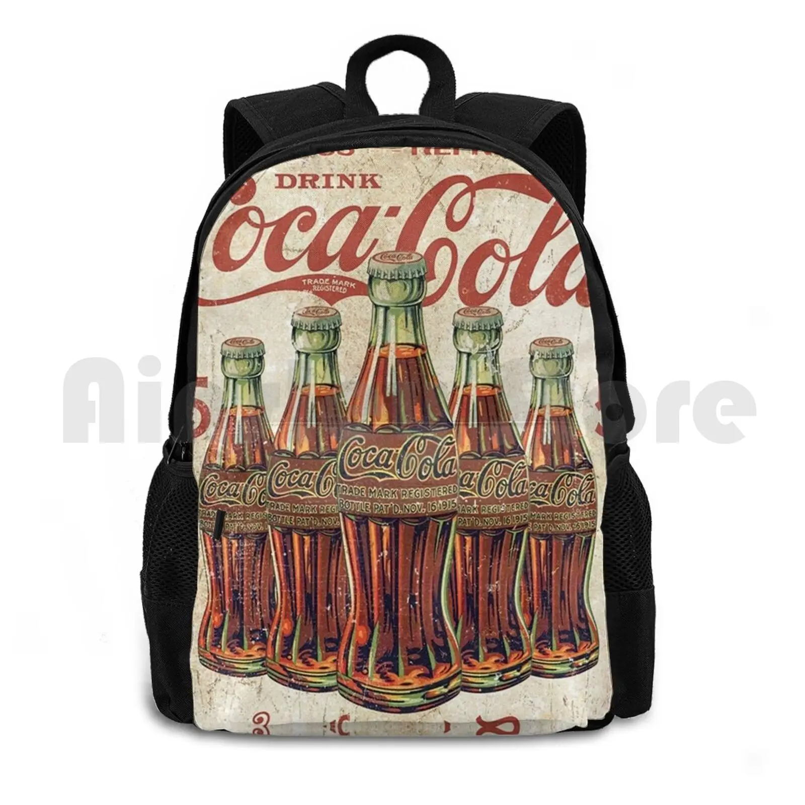 

Bottles Vintage Outdoor Hiking Backpack Riding Climbing Sports Bag Vintage Coke Cola Coca Red Logo Pop Drink Soda Drinks Retro